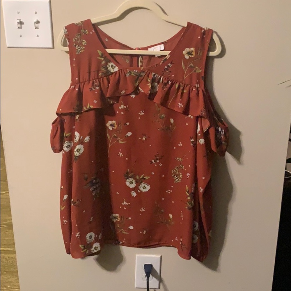 Charming Charlie open shoulder Blouse